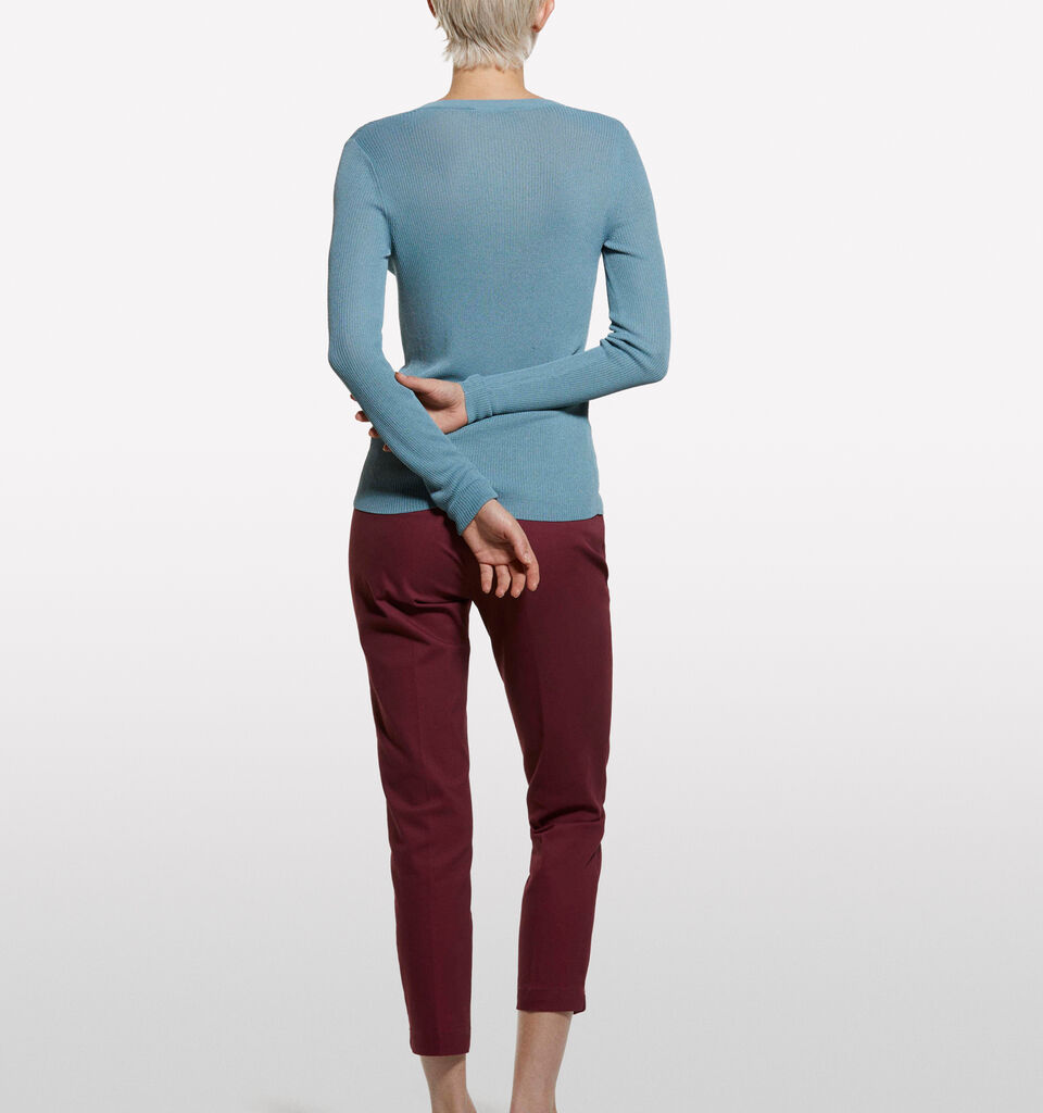 Powder blue Henley top - women's crew neck sweaters - Blue | Sisley image number 2